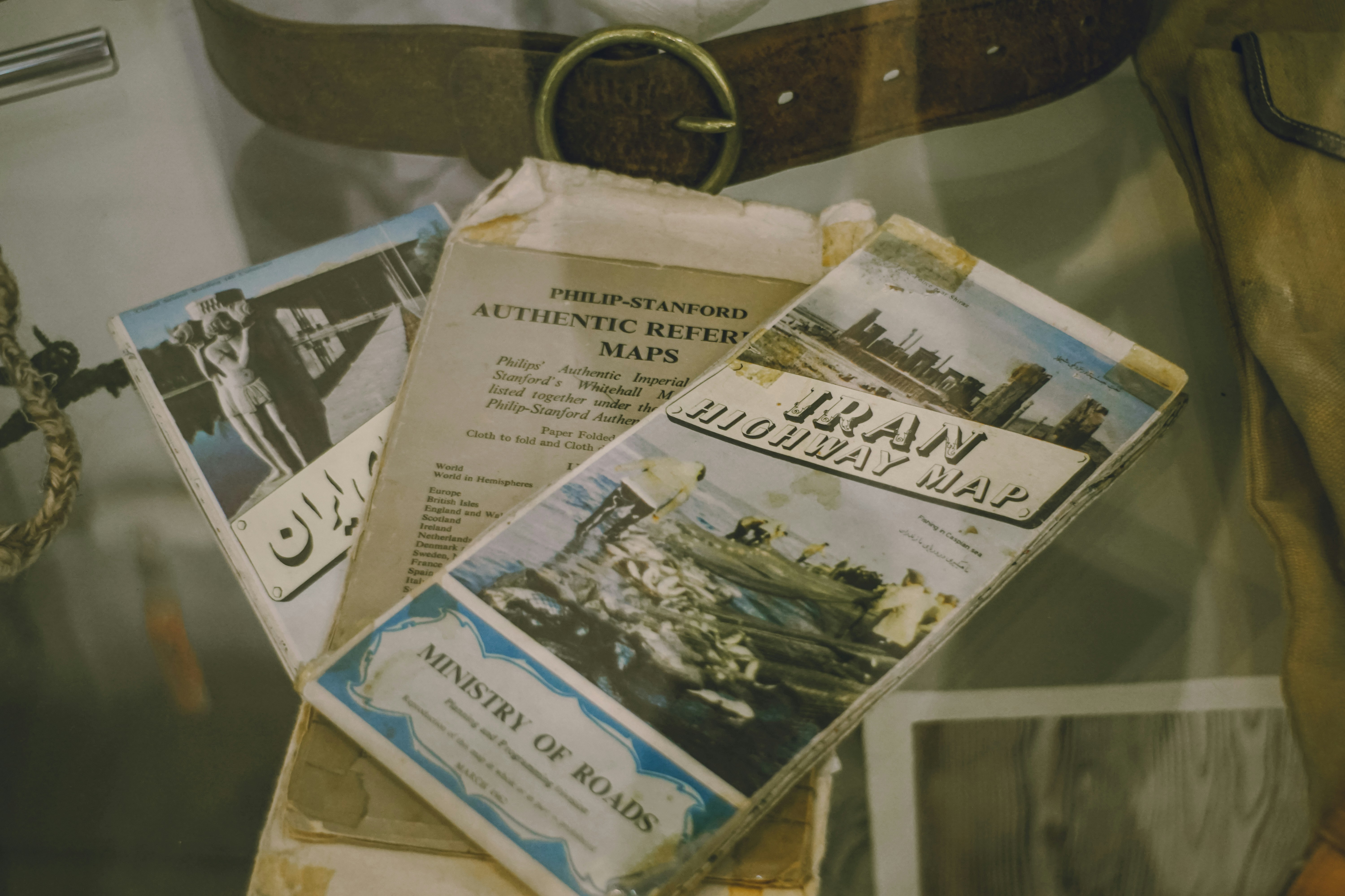 Old iran highway map and travel brochures