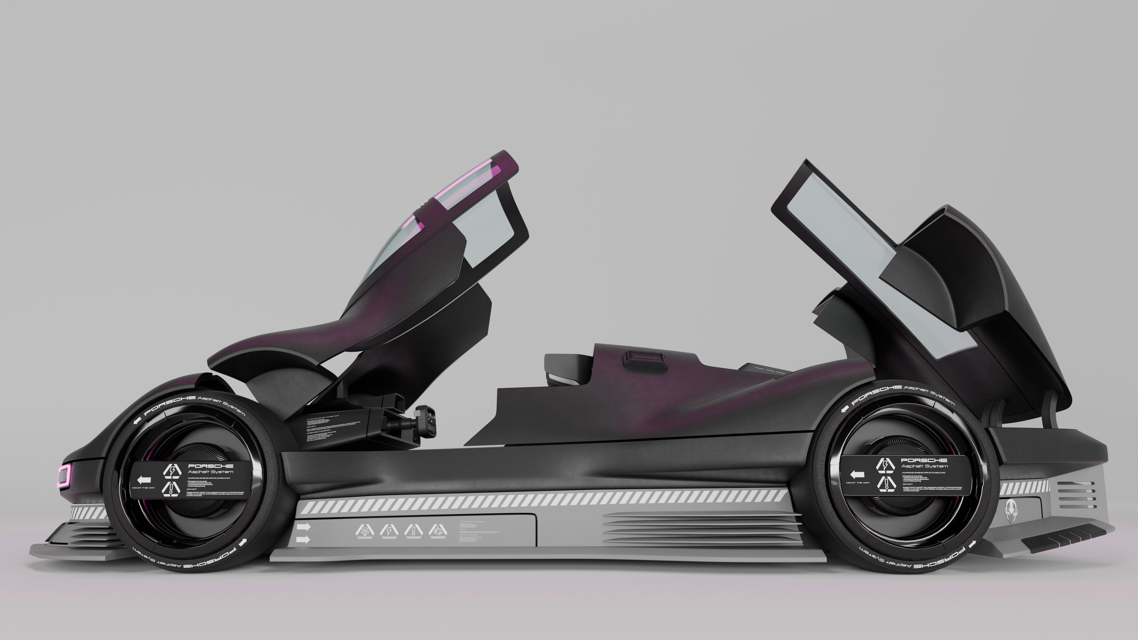 Futuristic sports car with doors open