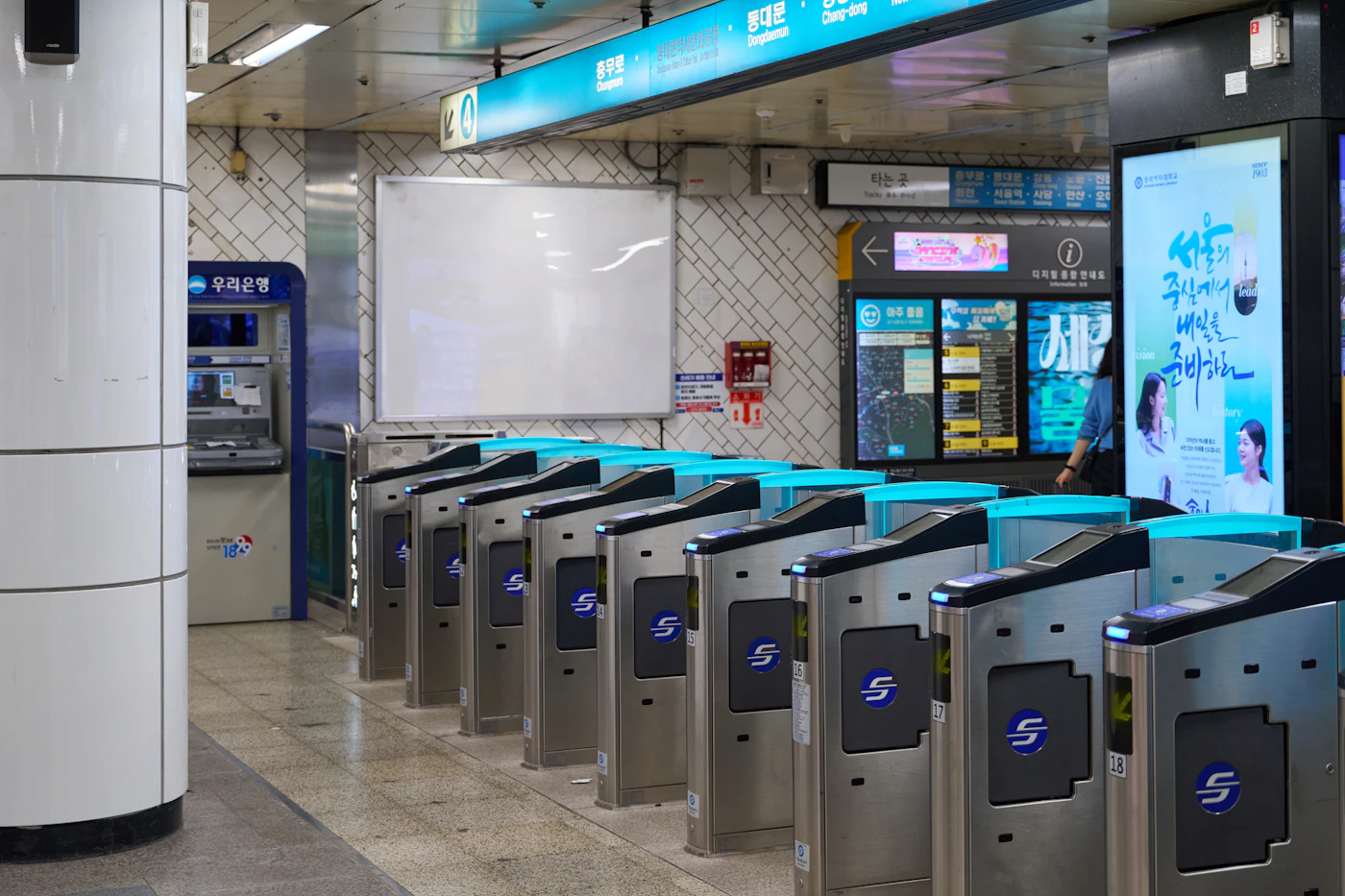 Myeongdong subway station ticket gates