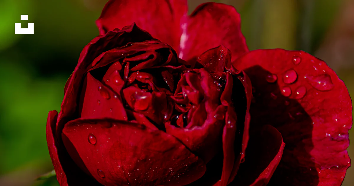 Une rose d’un rouge profond avec des gouttelettes d’eau. photo – Image ...