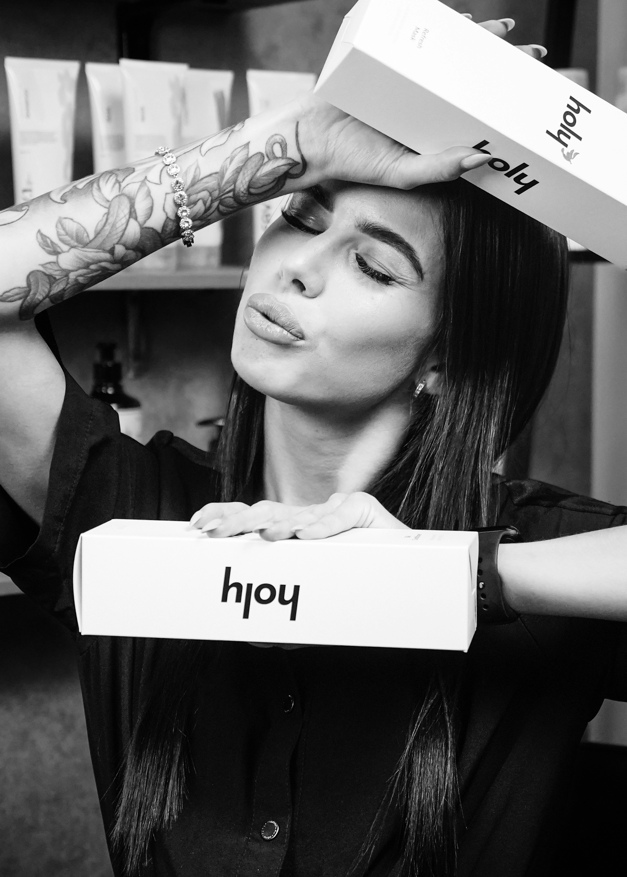 Product launch stage with lighting.