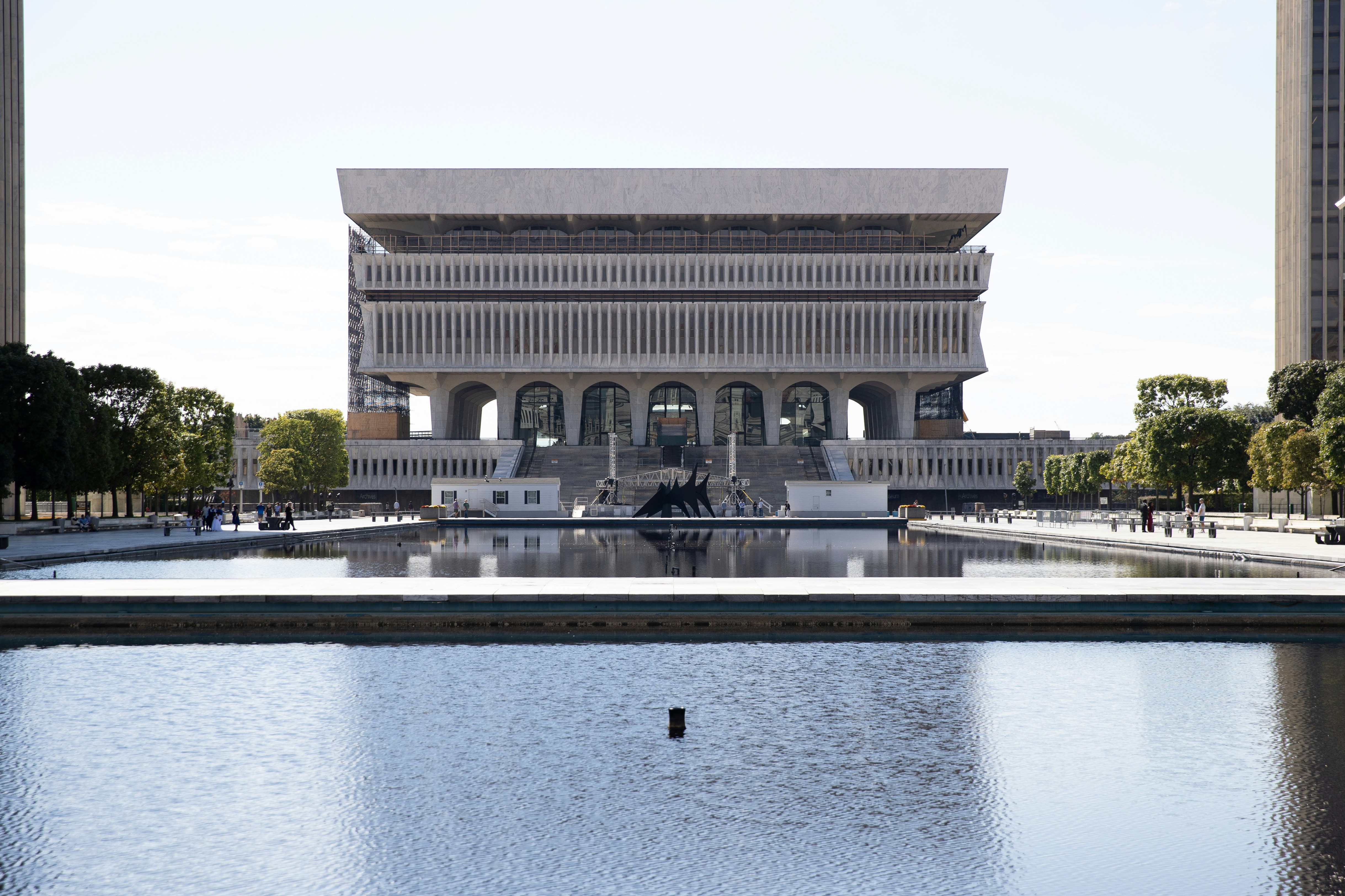 Modern building with reflecting pool