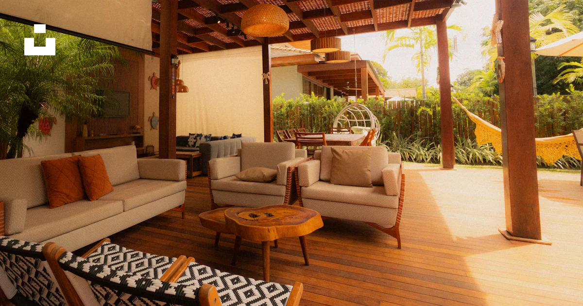 Outdoor living room with sofas and coffee table. photo – Free Interior ...