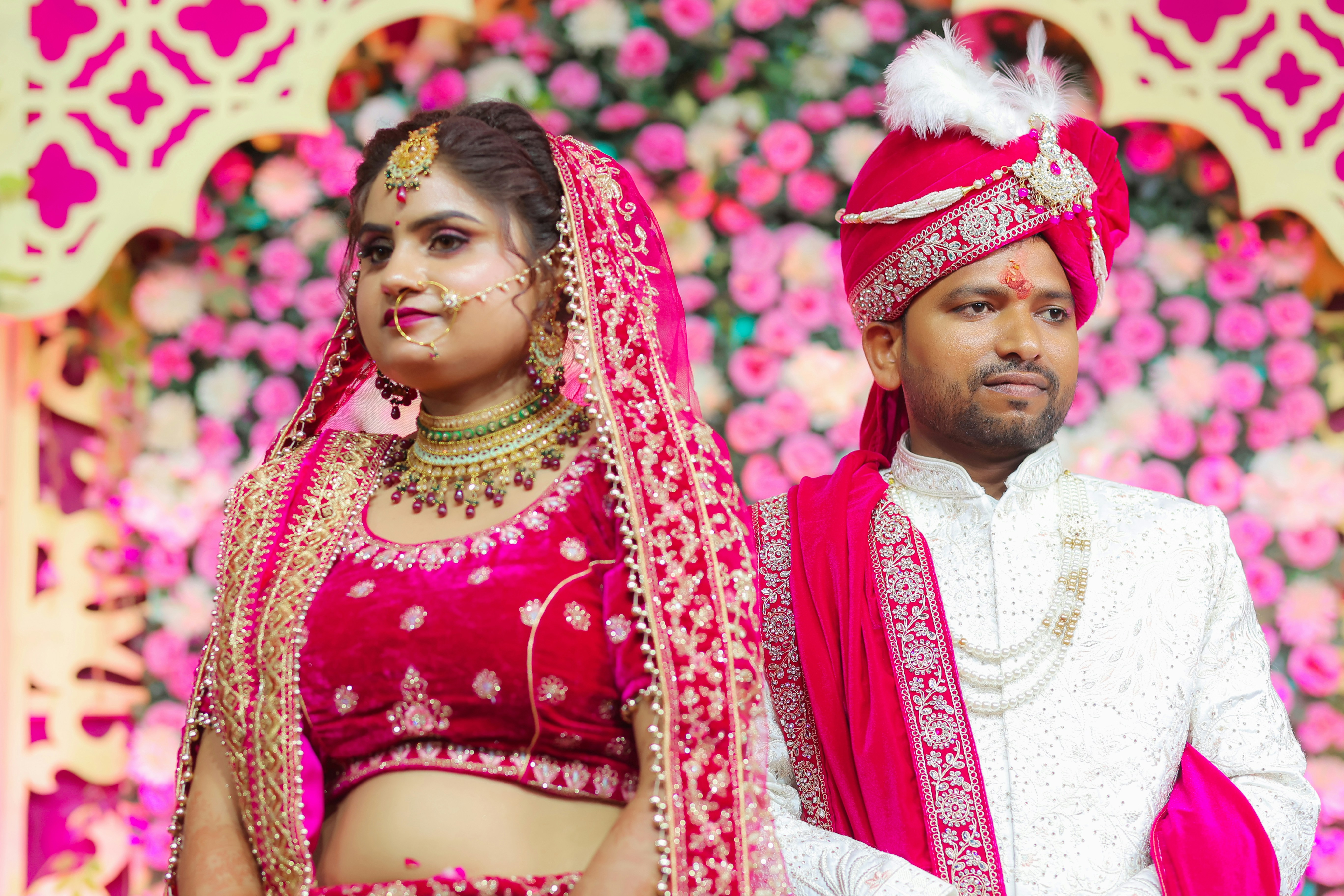 indian wedding, bride, groom, couple, portraits