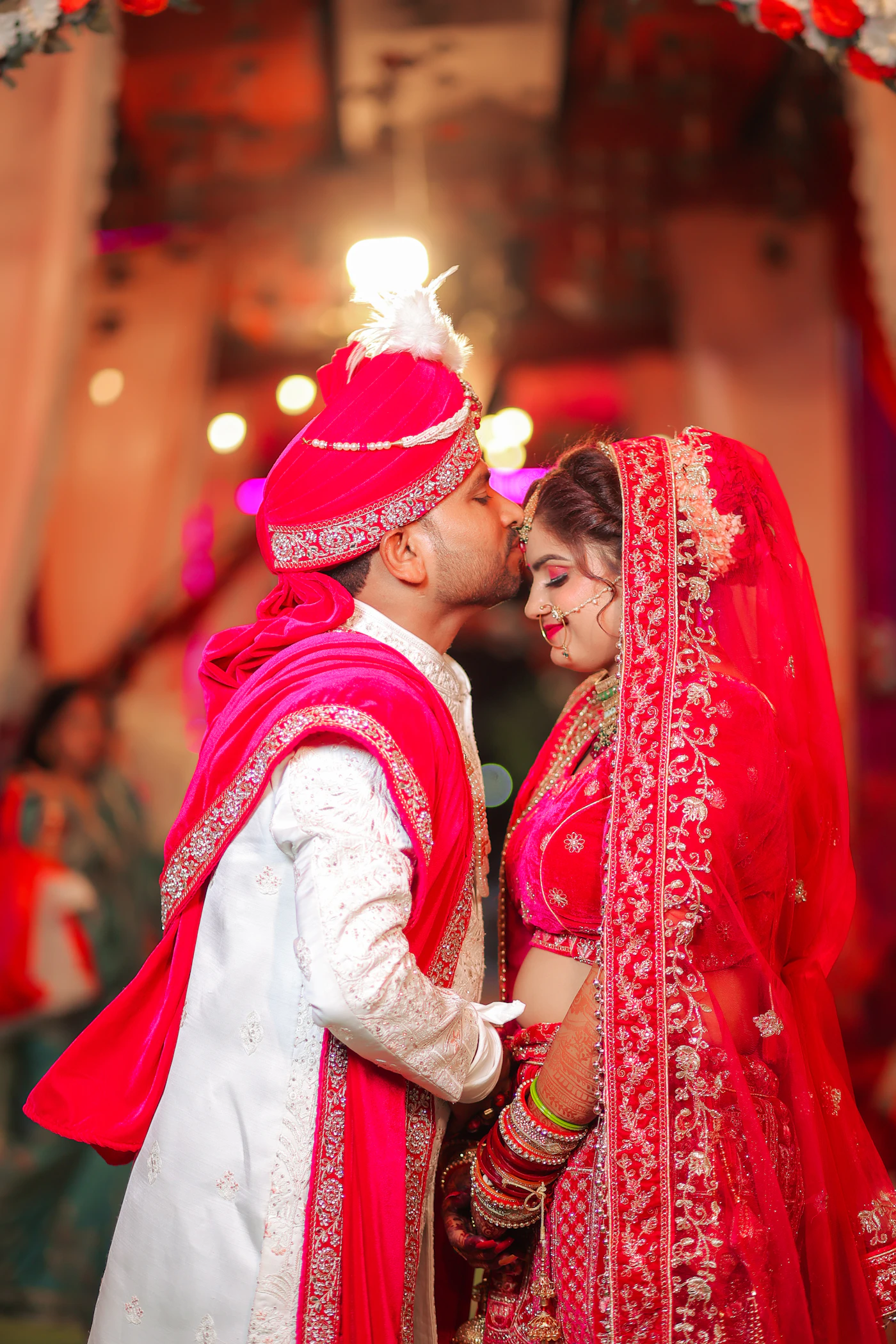 Bride and groom sharing a quiet moment during their wedding celebrations