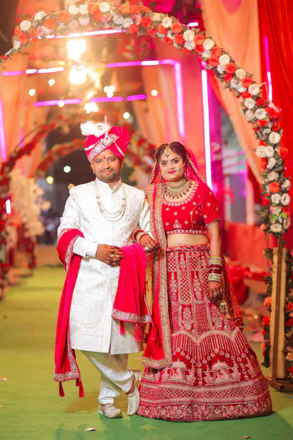 Pre-Wedding Photography Services - Indian Couple in Traditional Wedding Attire at Vansika Digital Photo Studio Hyderabad