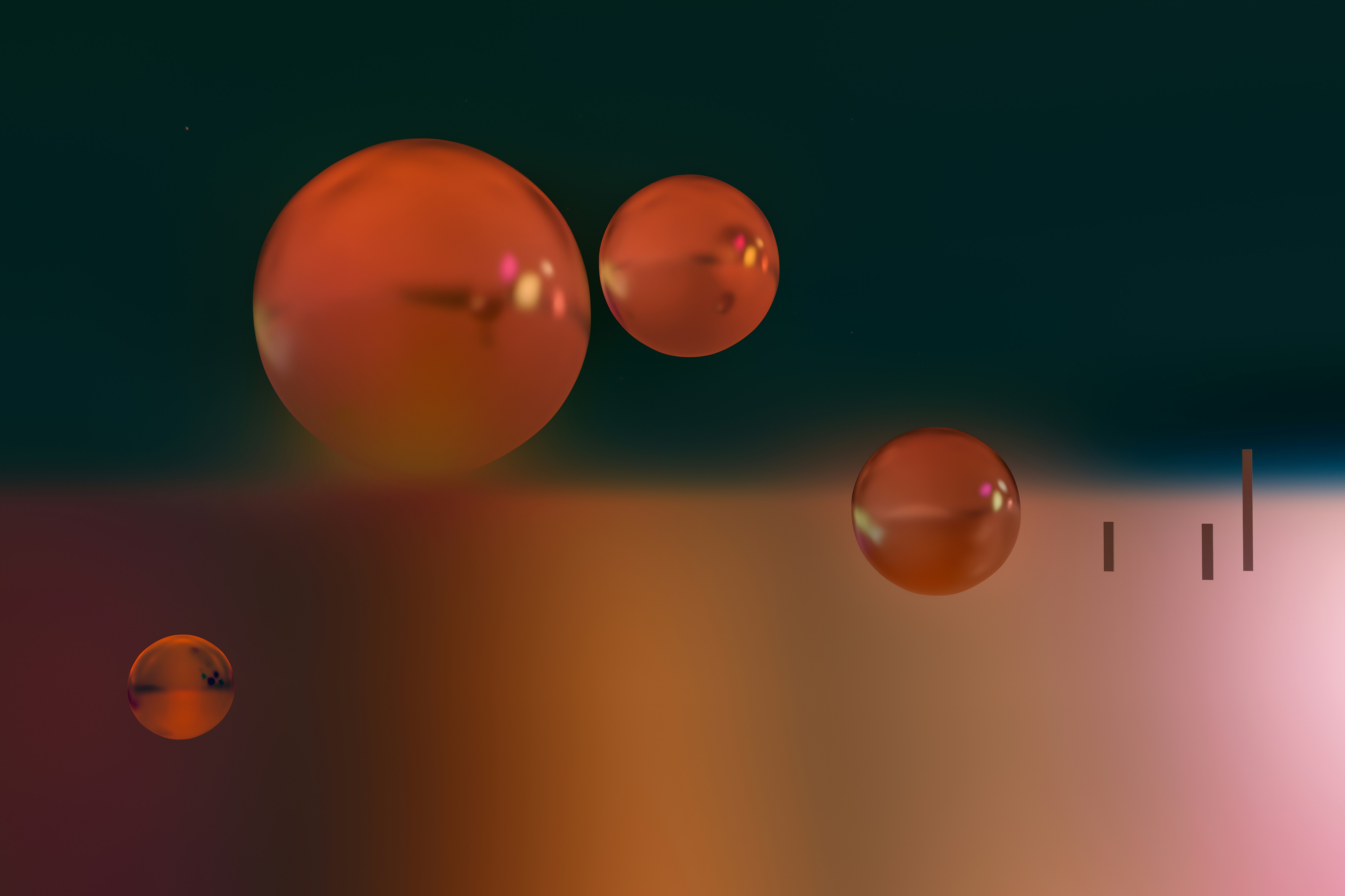 Orange spheres floating against a dark background photo – Free ...