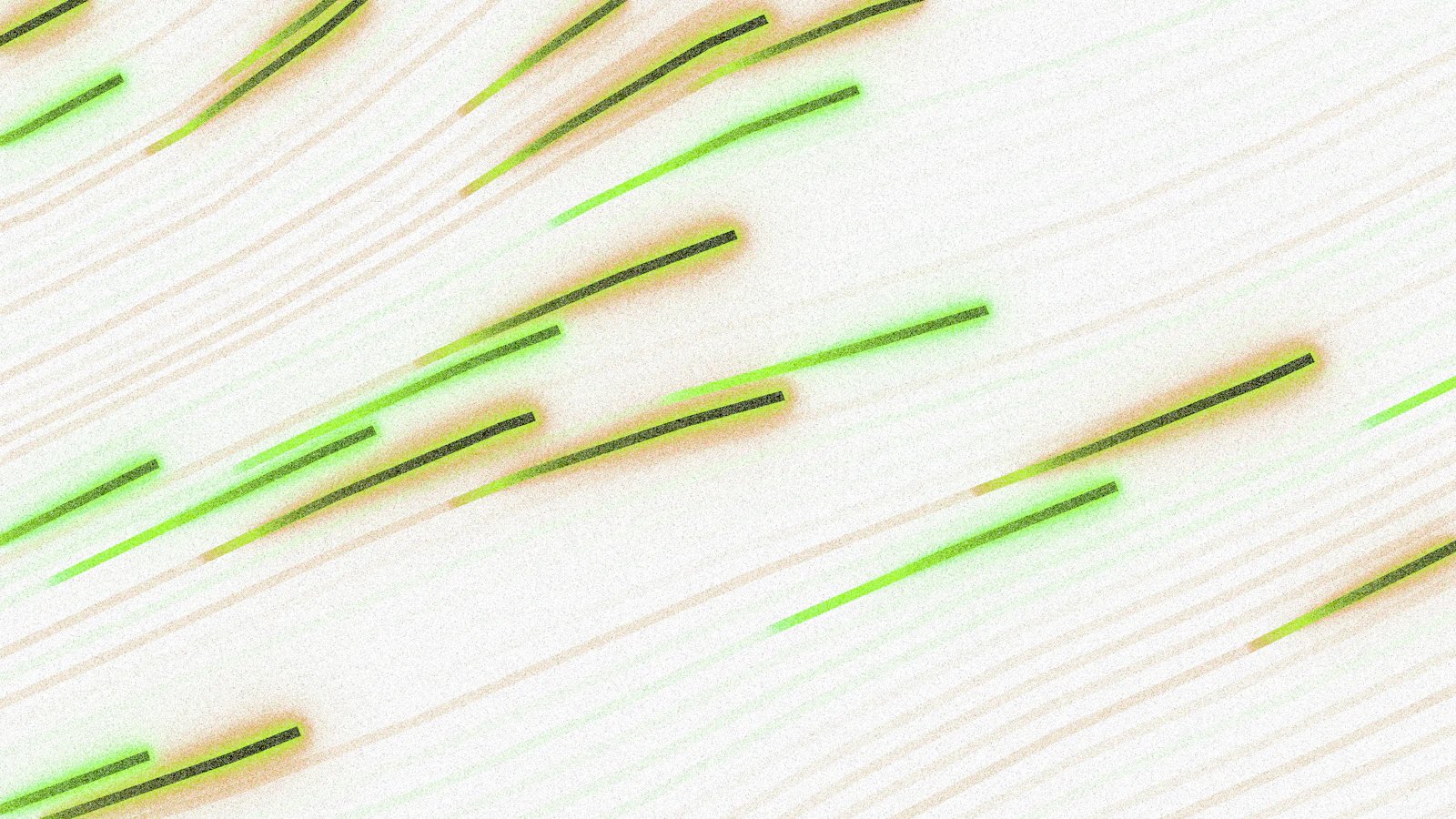 A bright abstract pattern of green streaks on a light ground