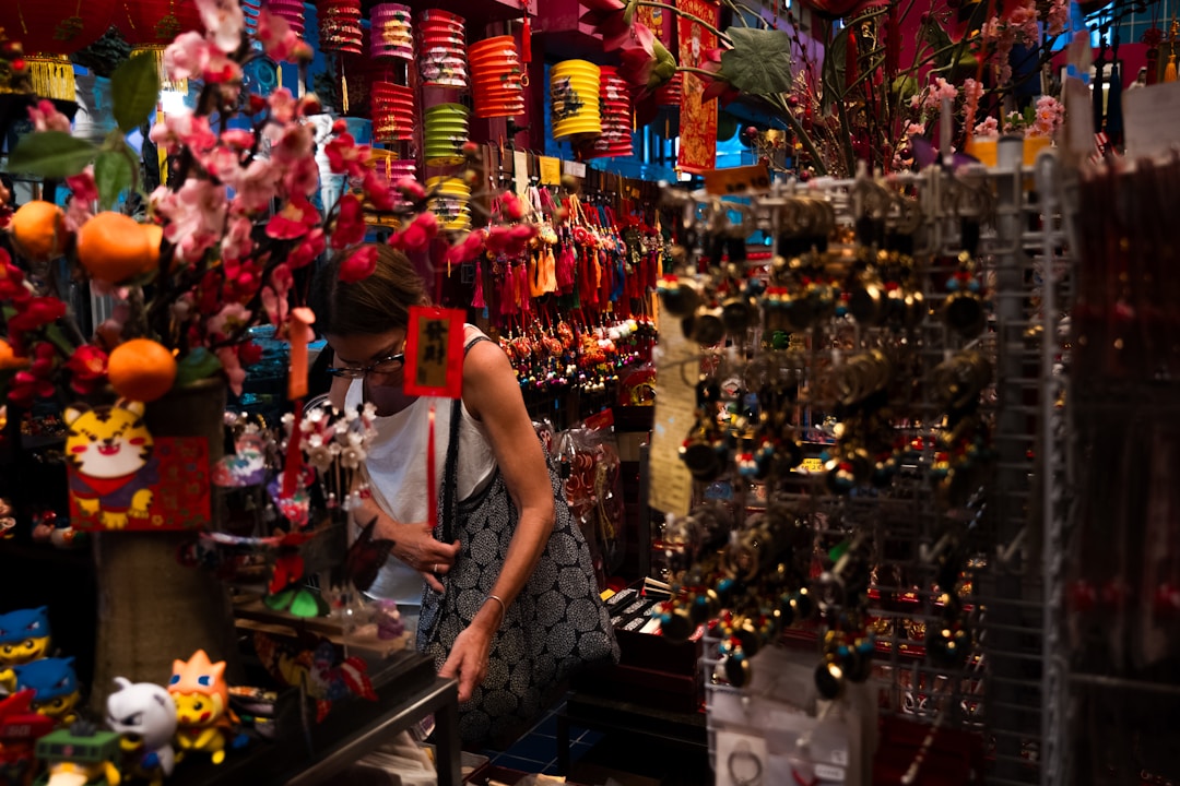 Woman shopping for souvenirs at a gift shop