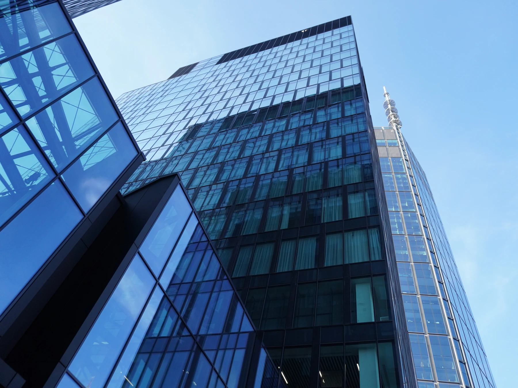Contemporary blue glass office architecture