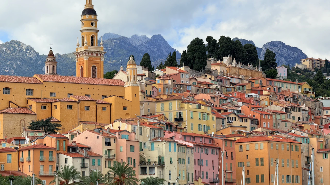 Colourful buildings on a hillside