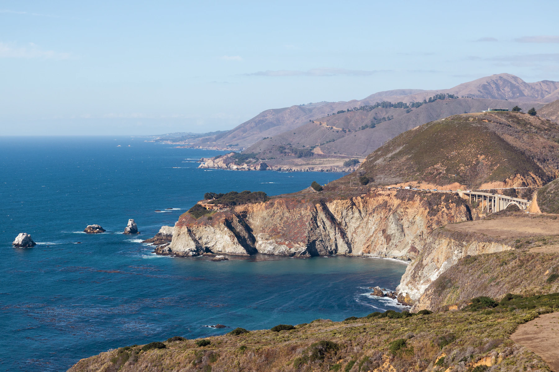 Big Sur coastline with dramatic cliffs and sea stacks