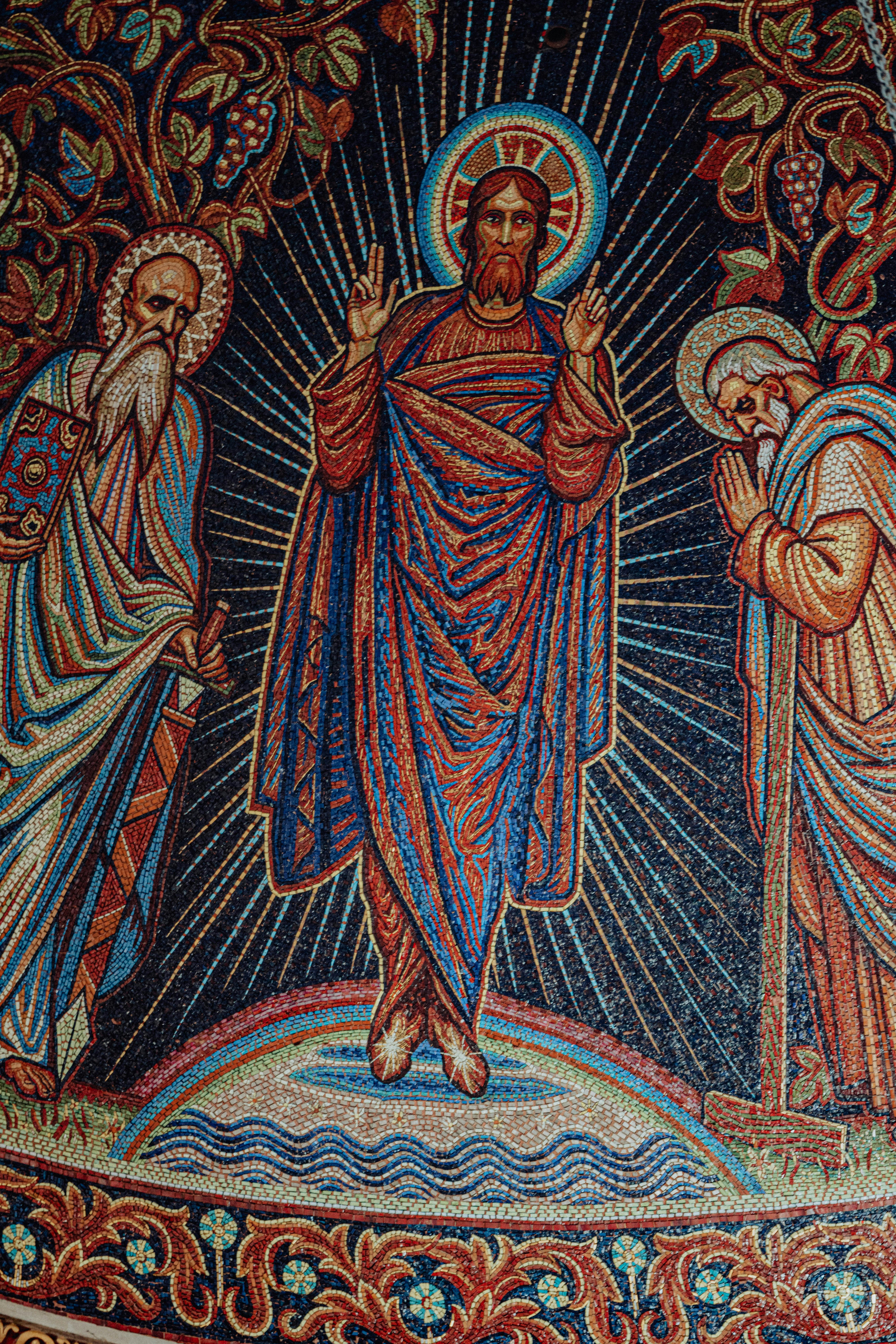 Mosaic of jesus christ with two figures