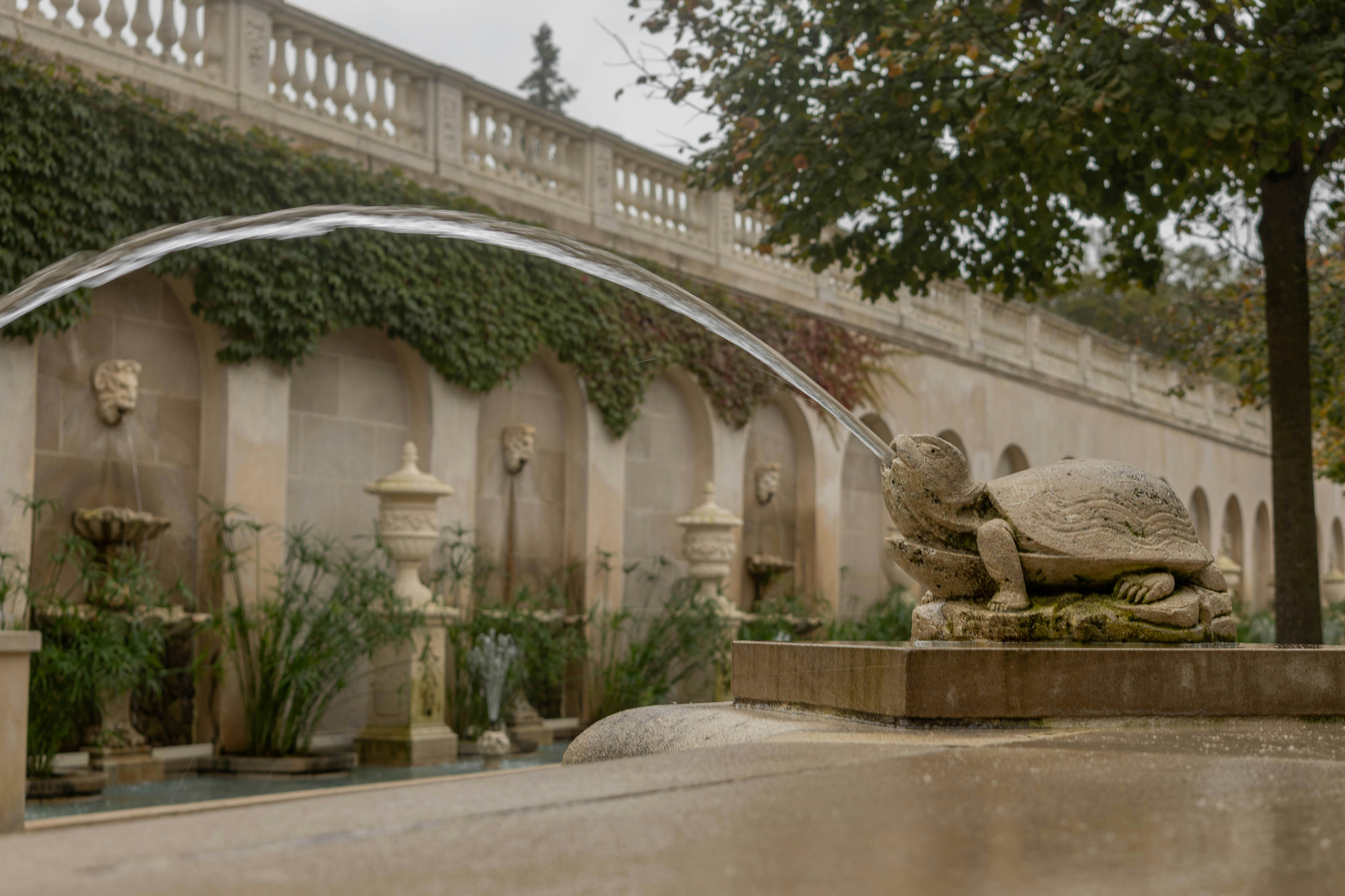 Elegant outdoor space featuring marble paver designs