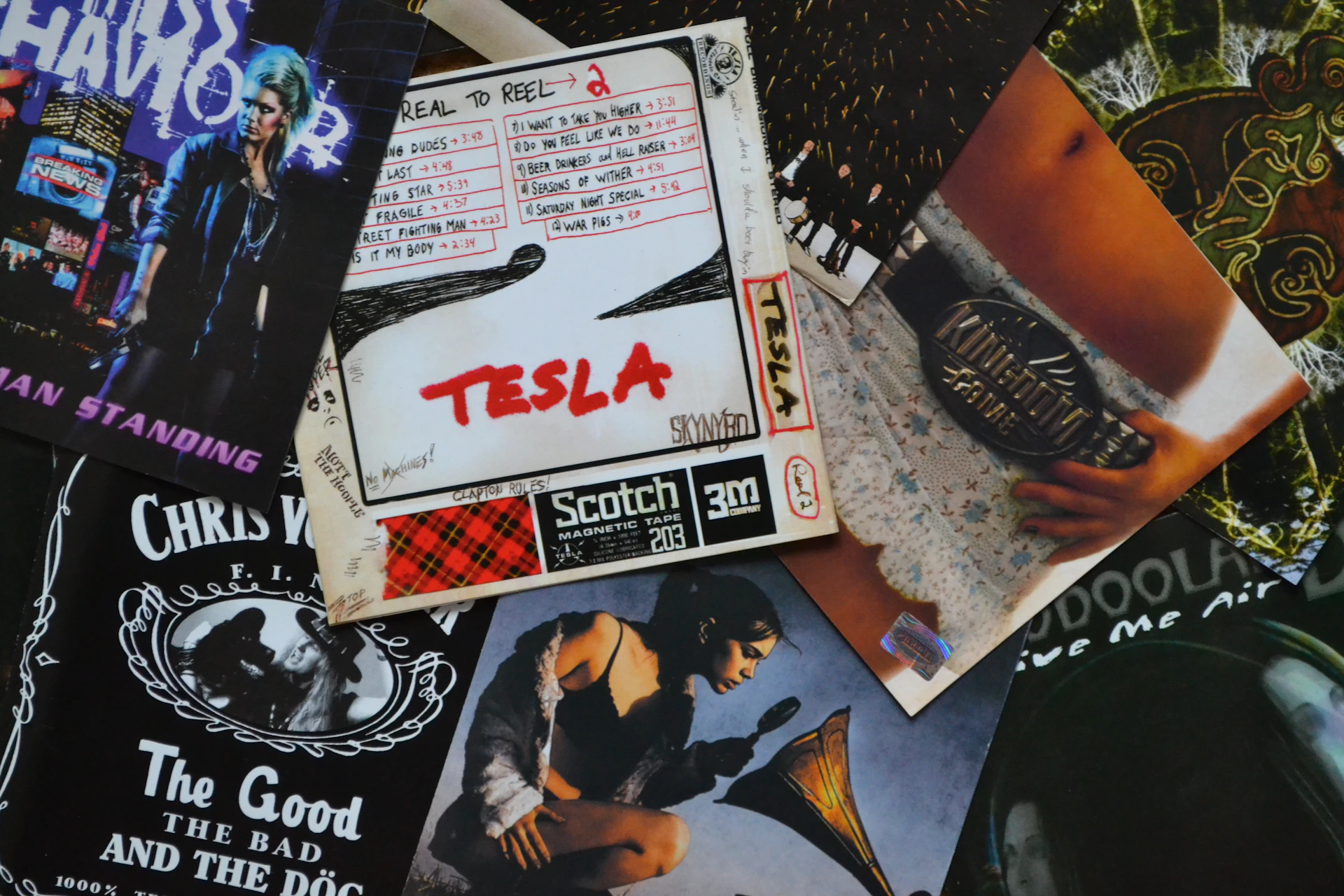 Collection of vintage vinyl records and album covers.