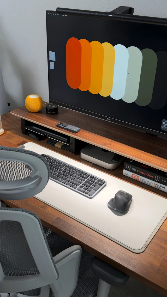 Desktop computer with keyboard on a tidy desk