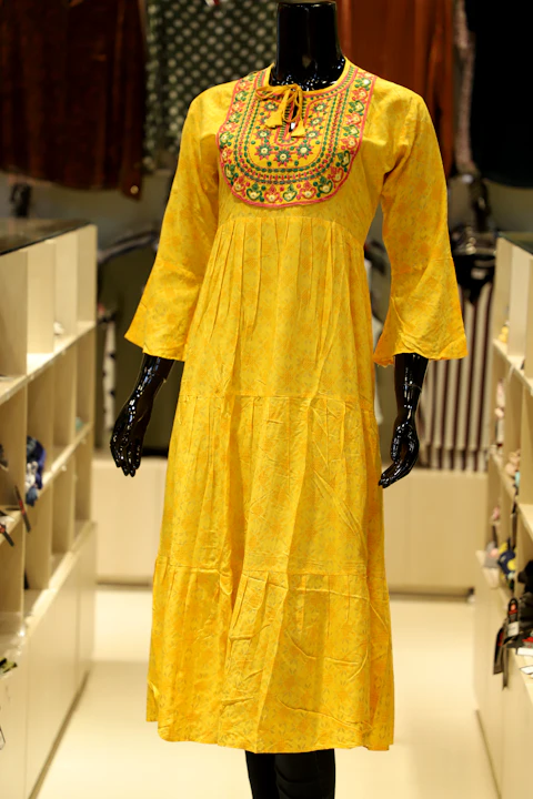 Tiered Anarkali Kurta, Sunshine Yellow