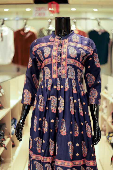 Paisley Print Kurta, Indigo