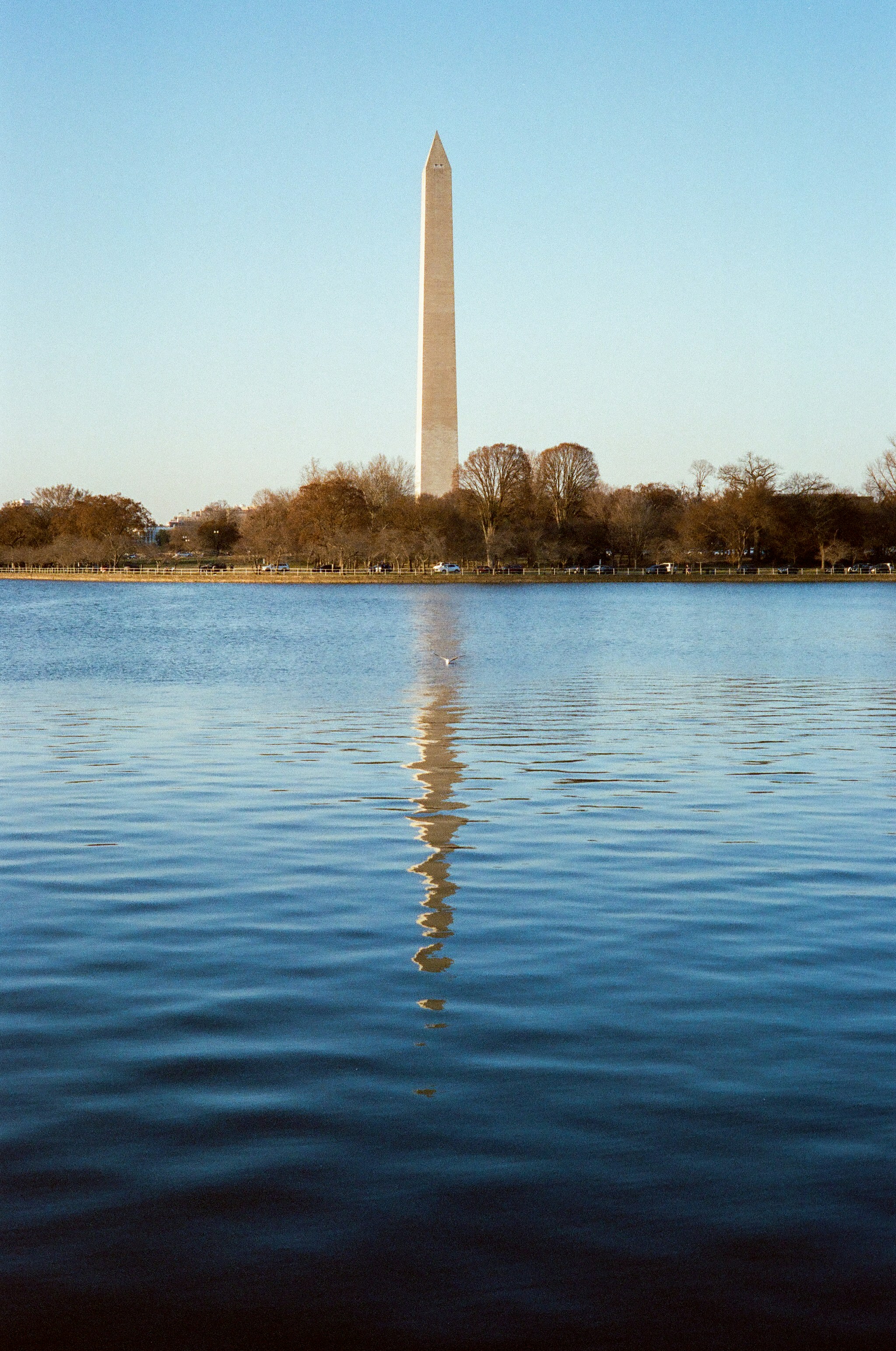 Washington DC September — Washington Monument reflected in the Tidal Basin on a clear autumn day