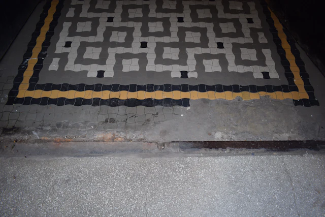 Geometric pattern on a tiled floor