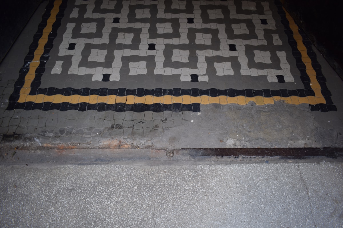 Geometric pattern on a tiled floor