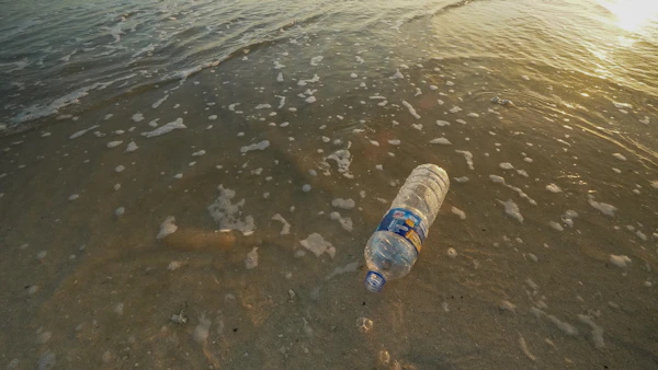 Plastikflasche am Strand