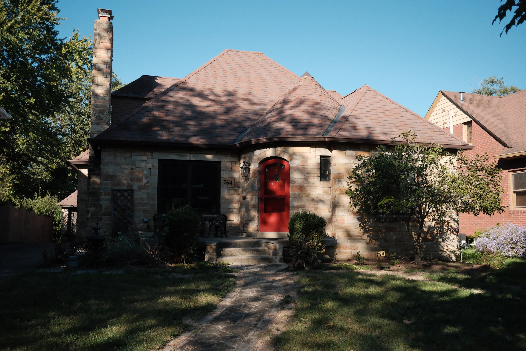 Stone house with chimney