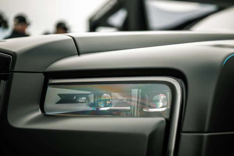 Close-up of a modern car headlight