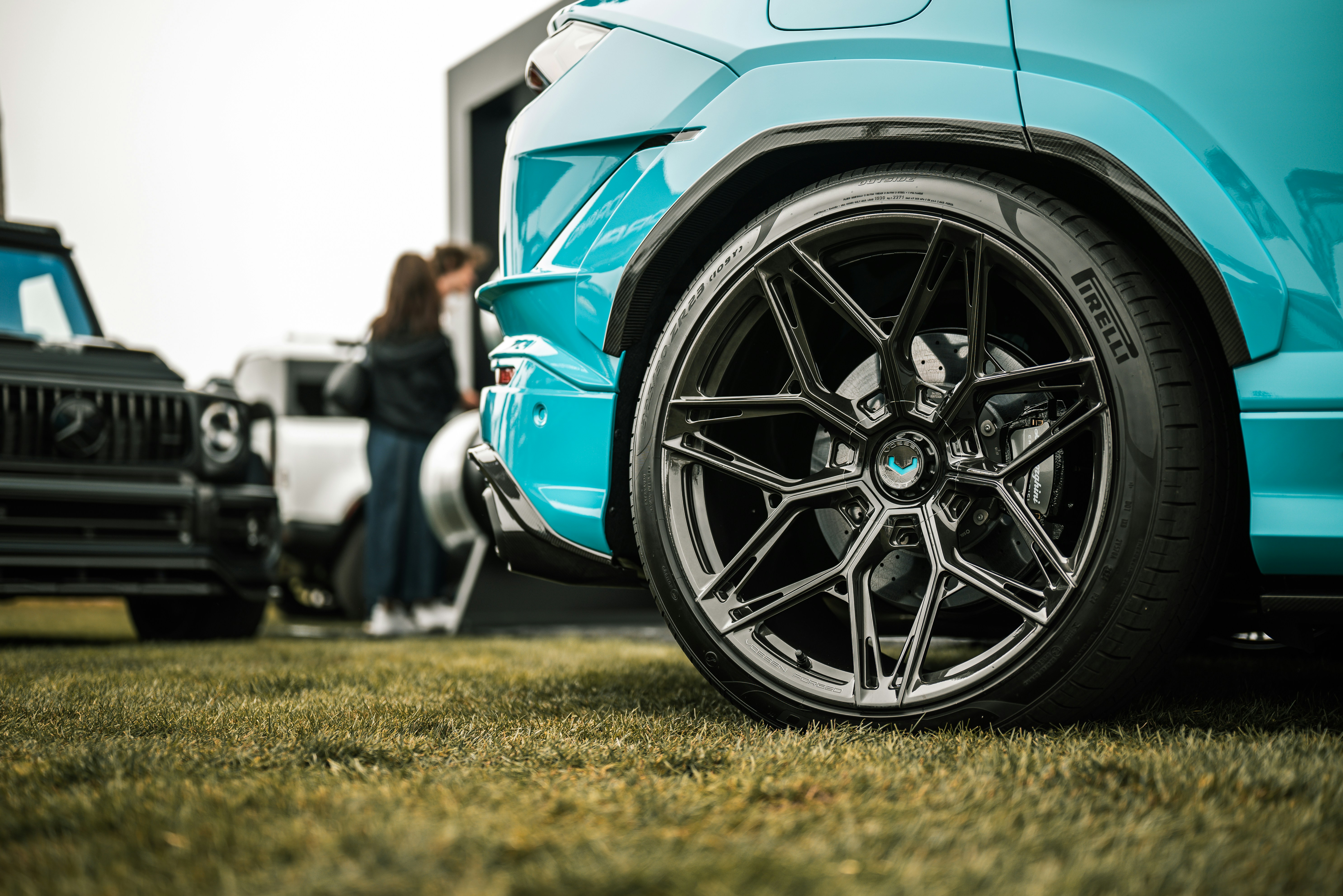 Close-up of custom car wheel