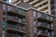 Apartment building with balconies and windows