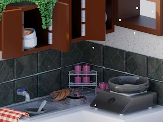 A cozy kitchen corner with a sink and stove