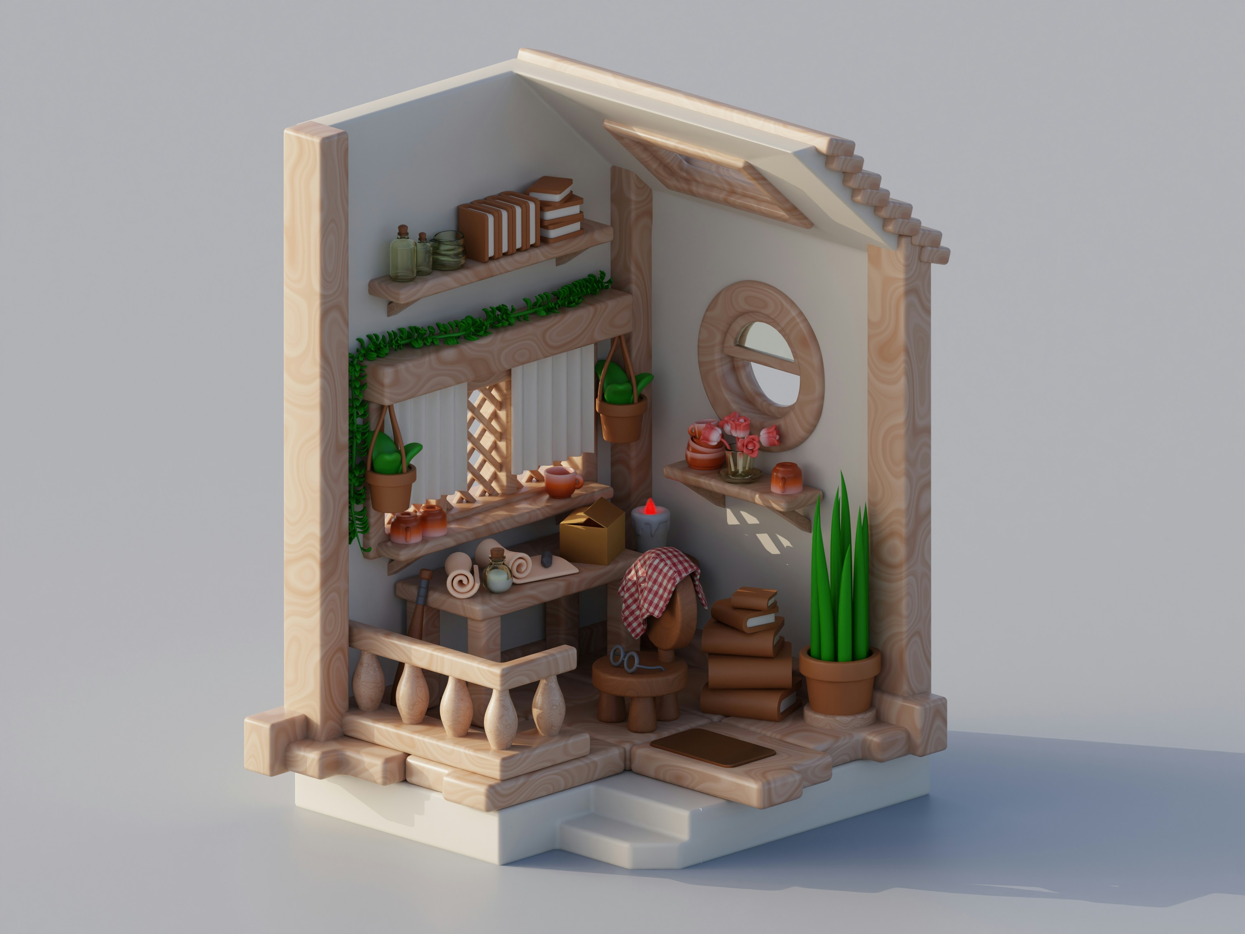 Minimal art studio 3D render