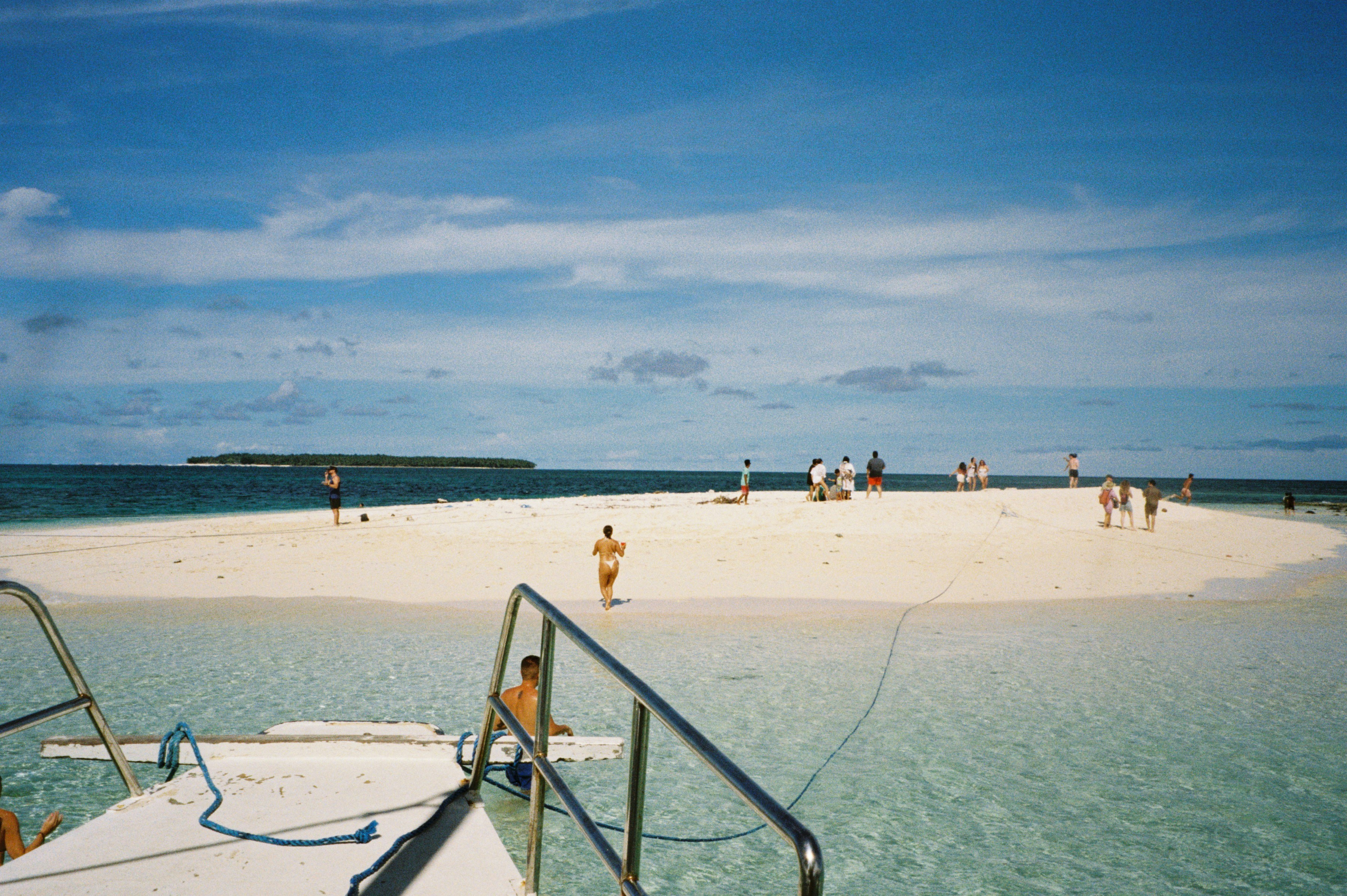 Tropical island sandbar with turquoise water near Oslob, Cebu