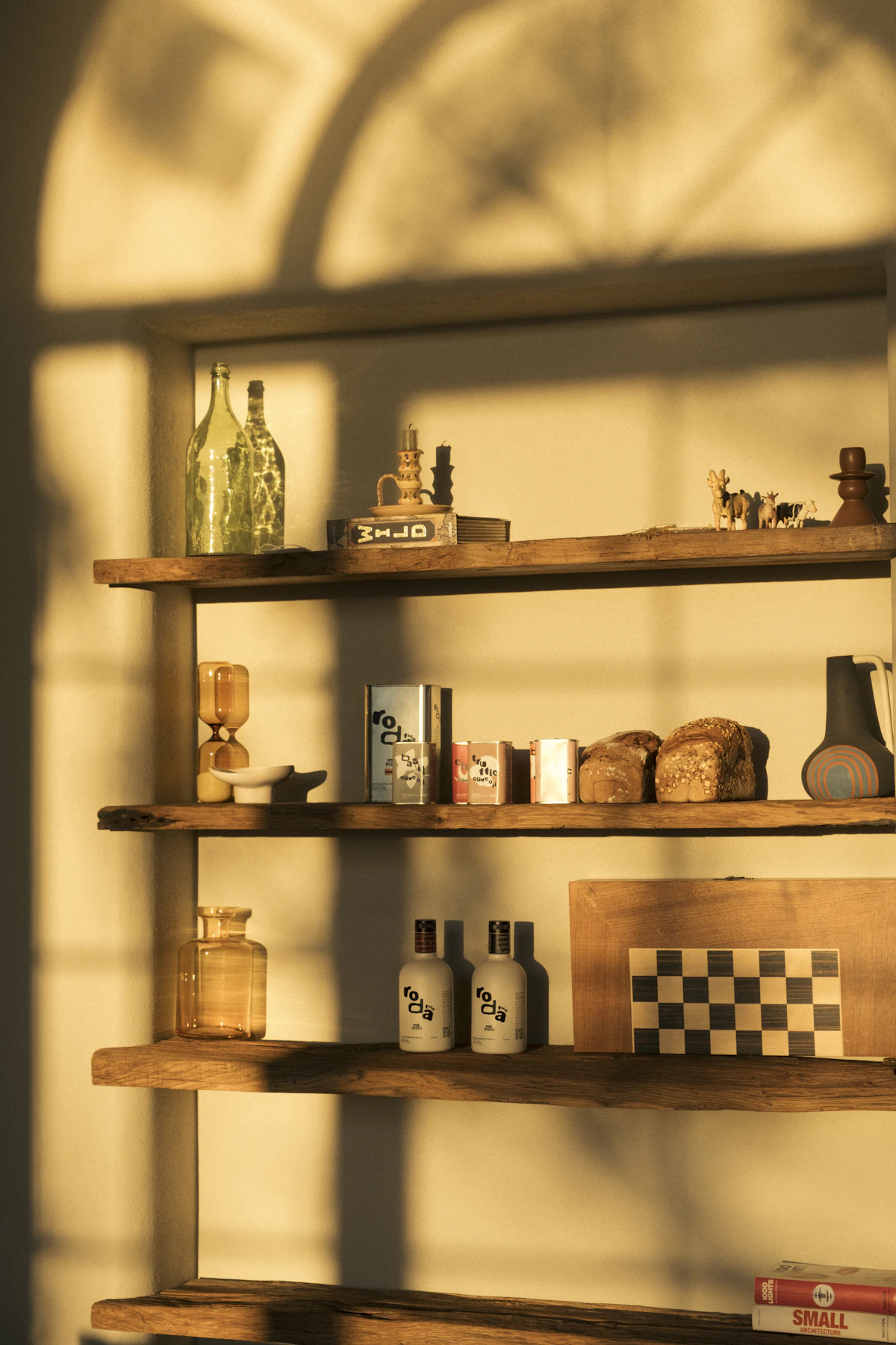 Warm shelves in golden light