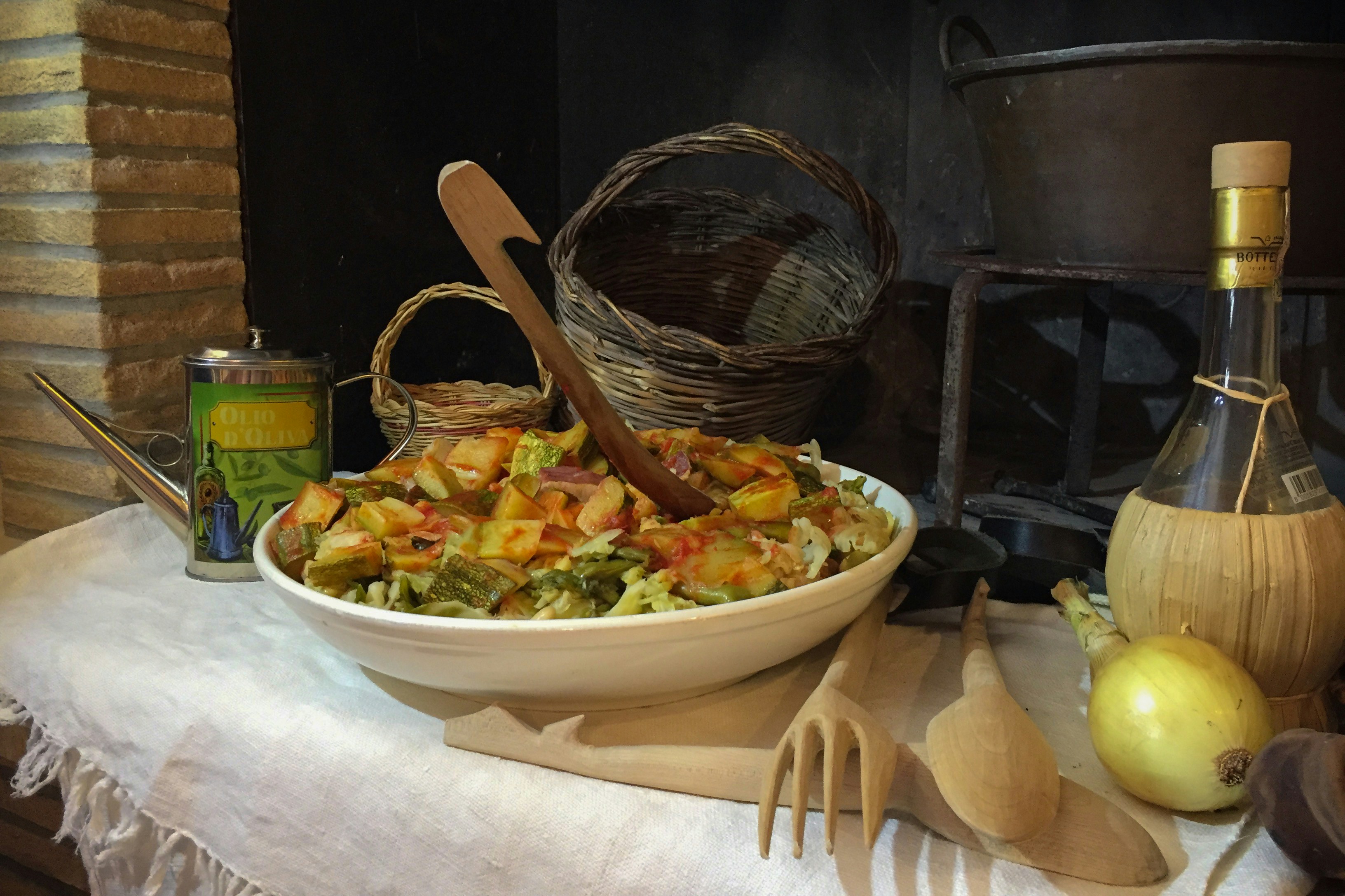 Bowl of pasta with vegetables and spices