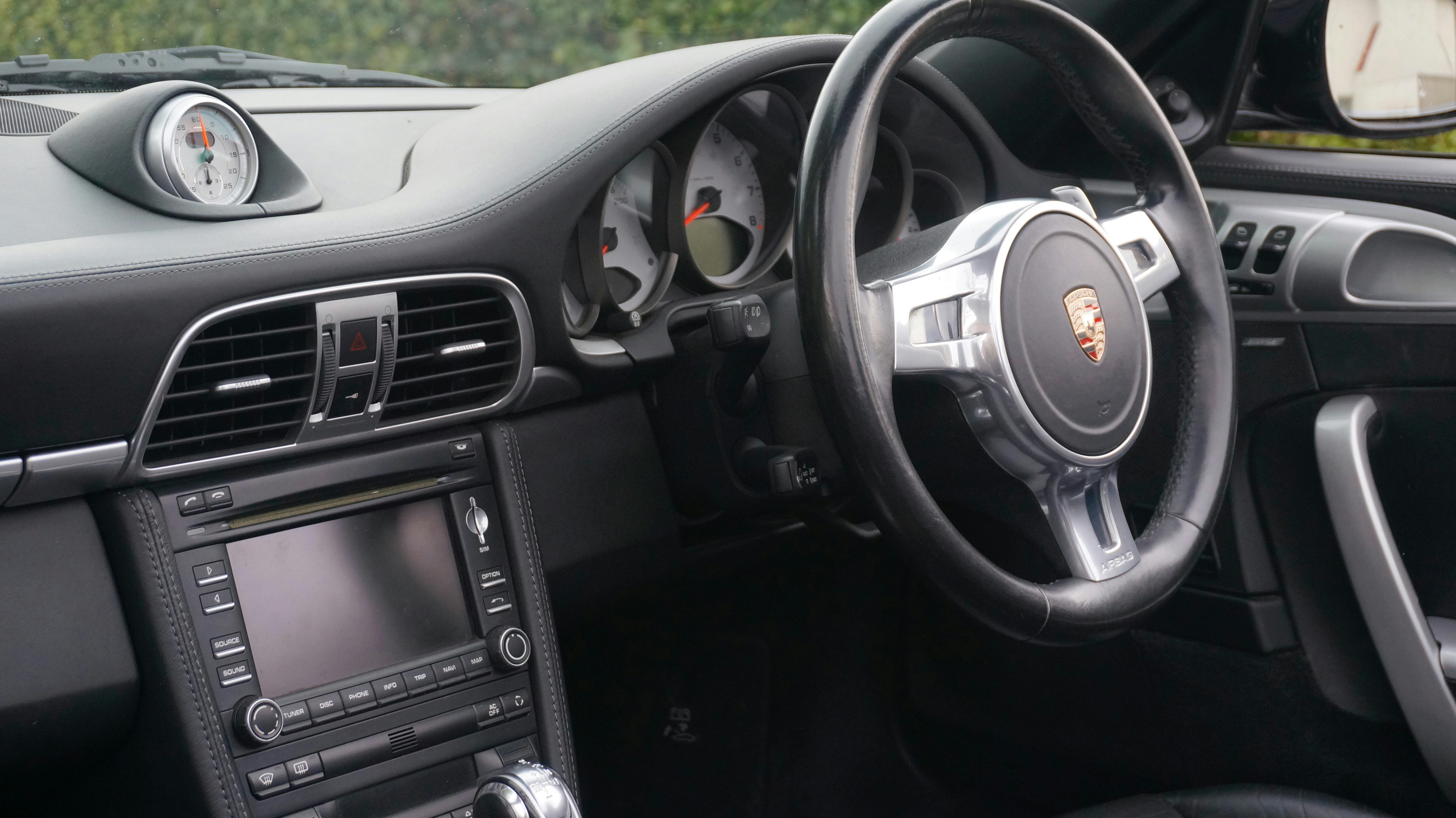 Interior of a luxury sports car dashboard
