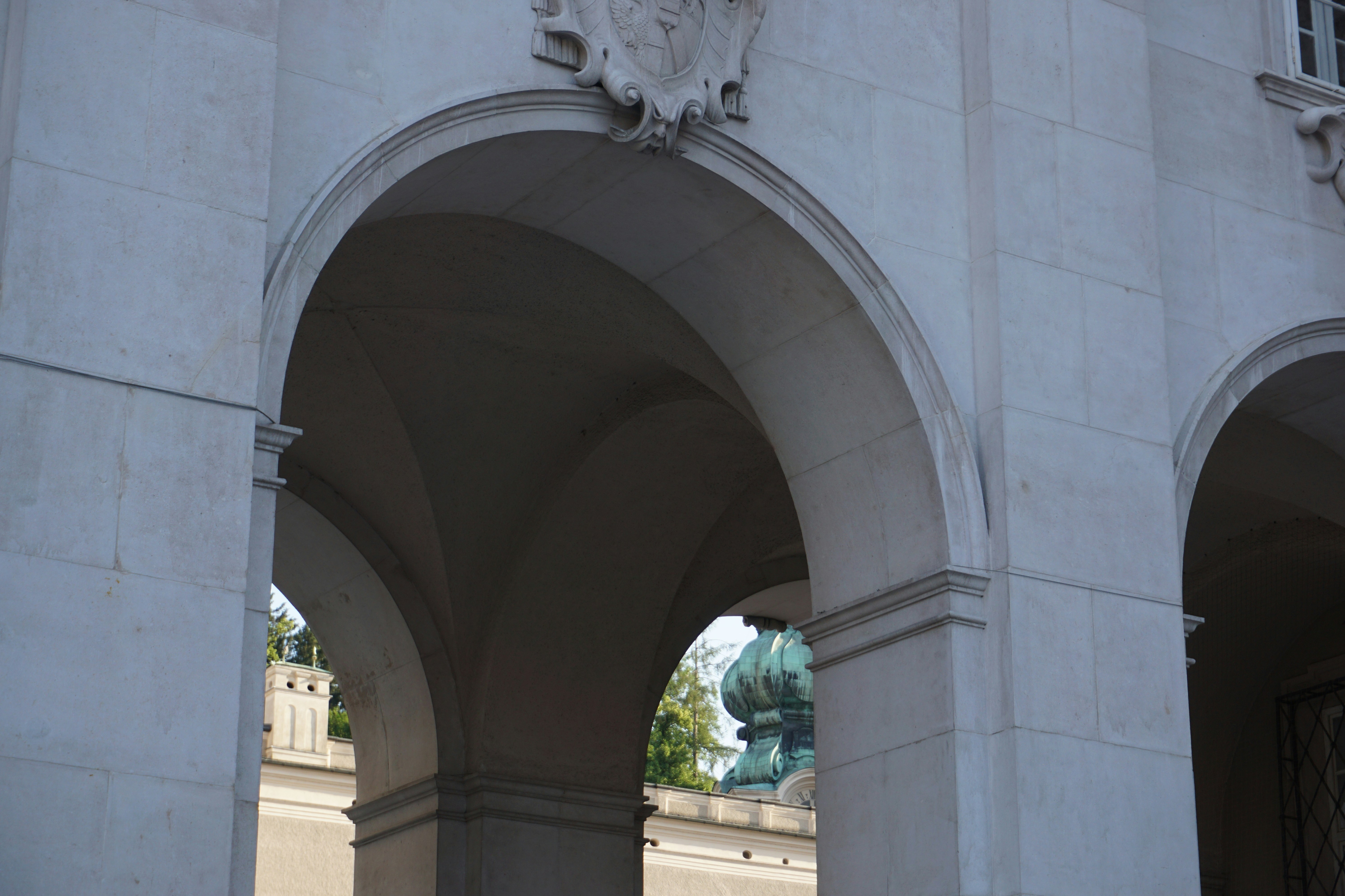 Stone arches of a grand building entrance