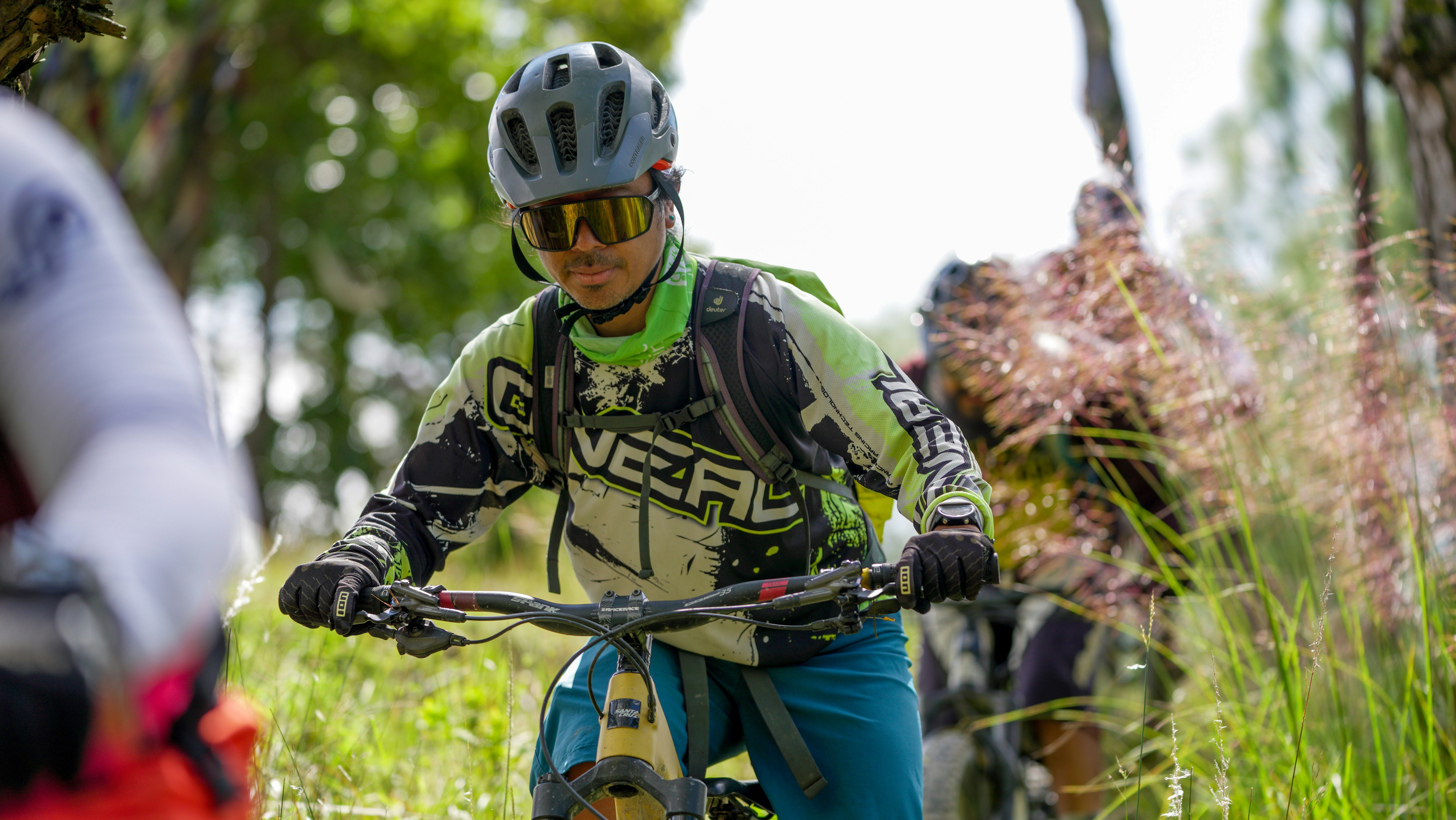 Mountain biker riding on a trail