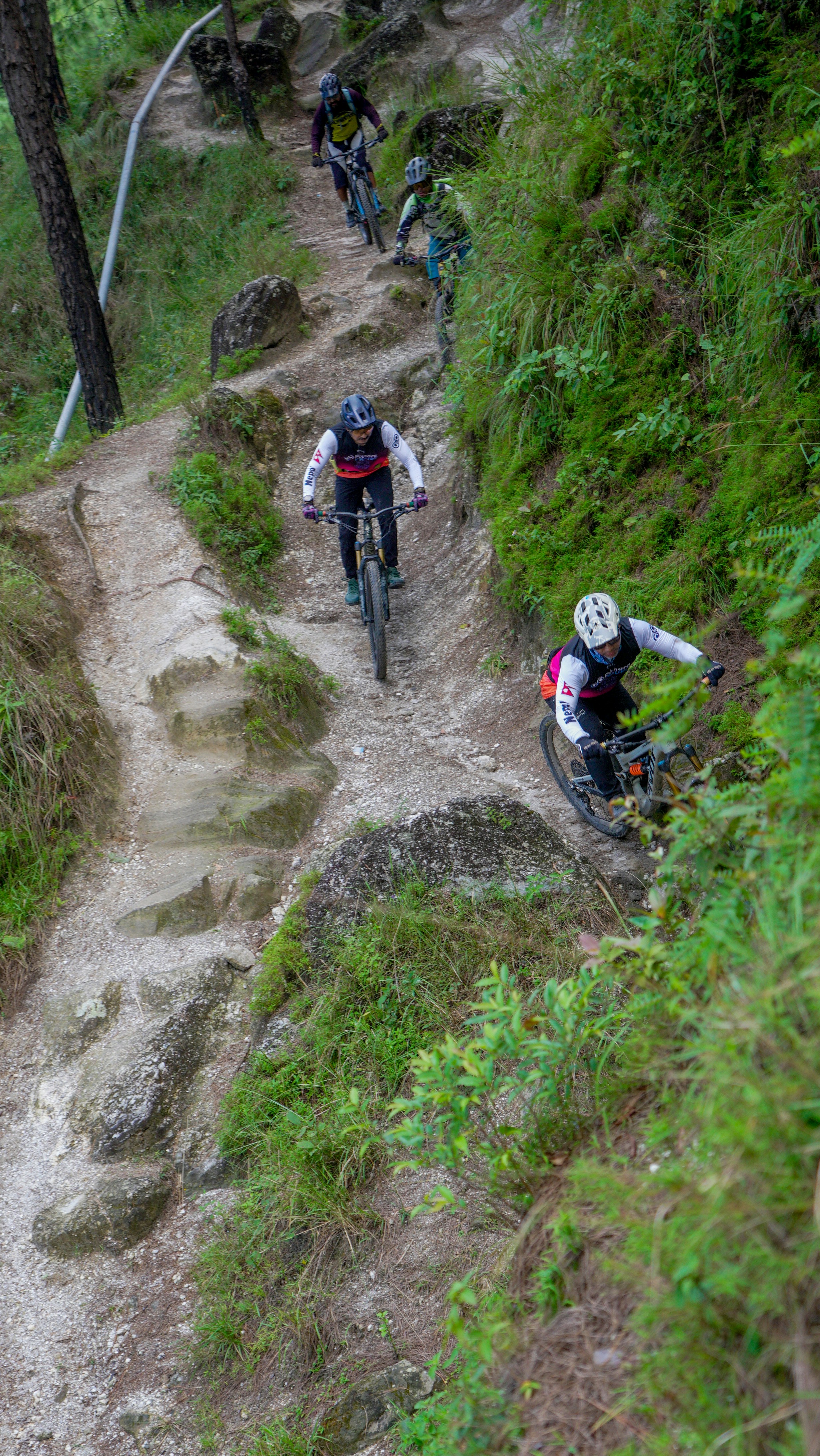 mountain trail descent, wallpaper, Trekking Poles for Steep Descents: A Guide 2