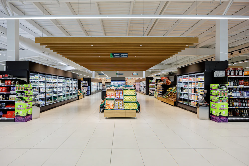 Colorful supermarket aisle
