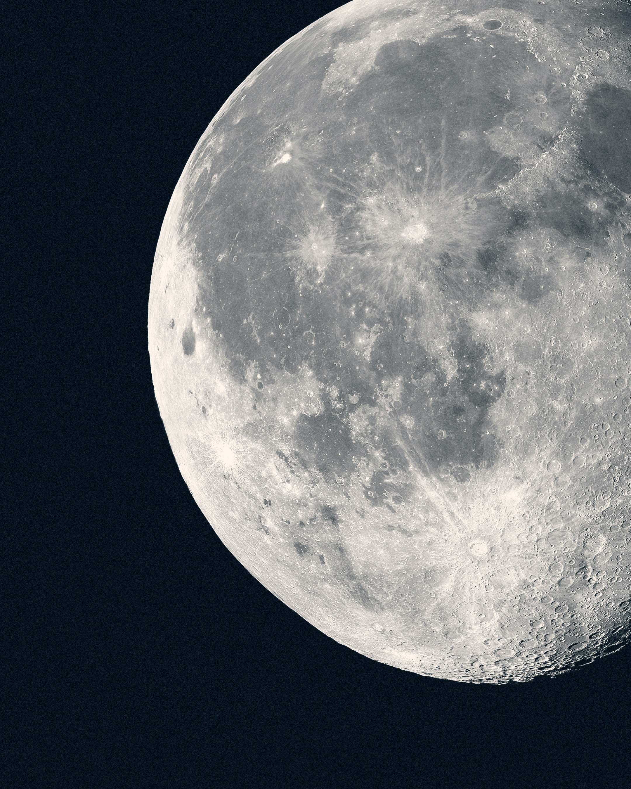 Close-up view of the textured surface of the moon.