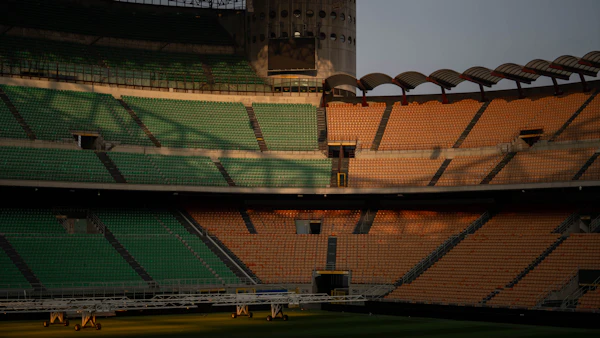 Atlanta stadium - Empty stadium seating with green and orange sections.
