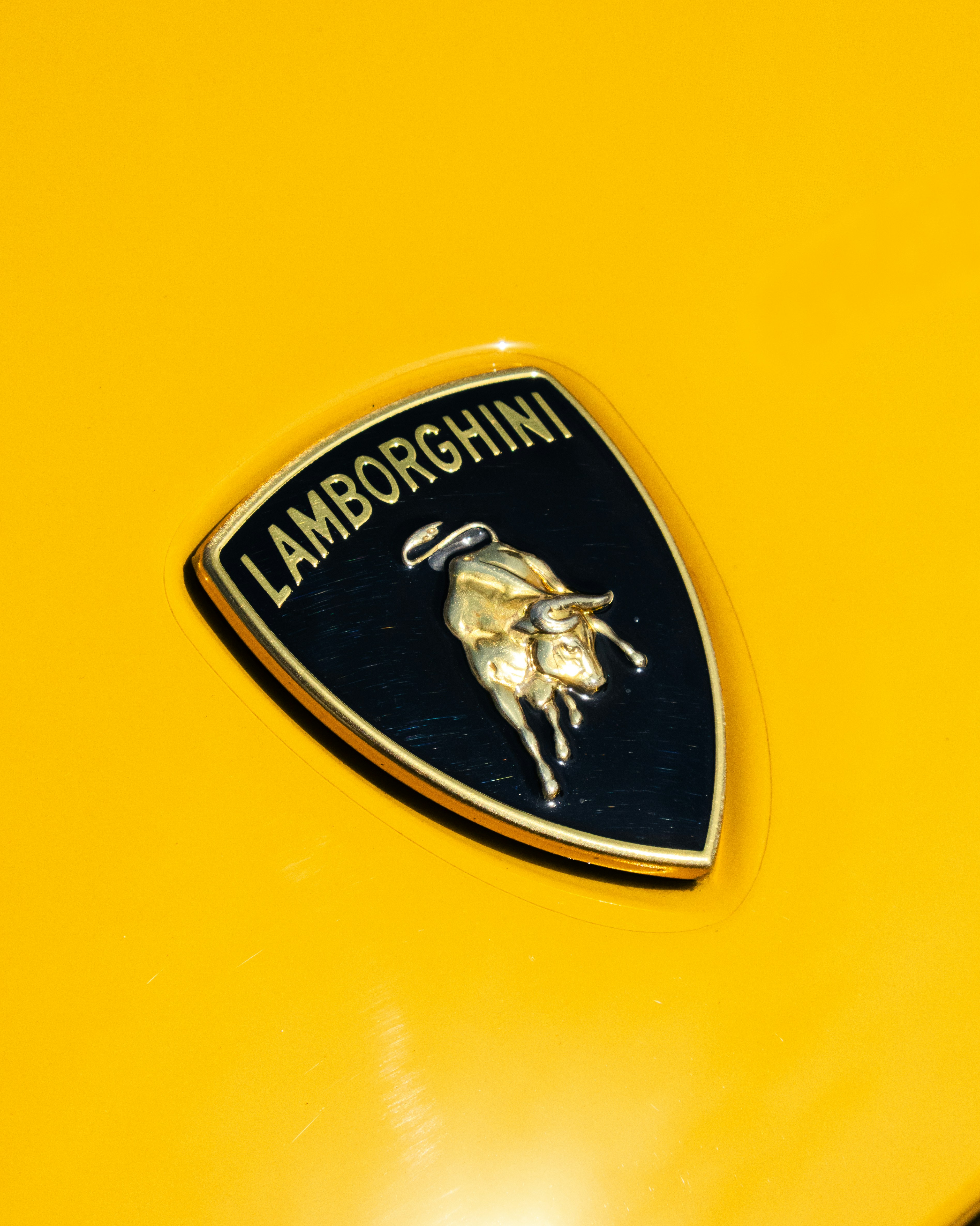 Logo Lamborghini su un'auto gialla