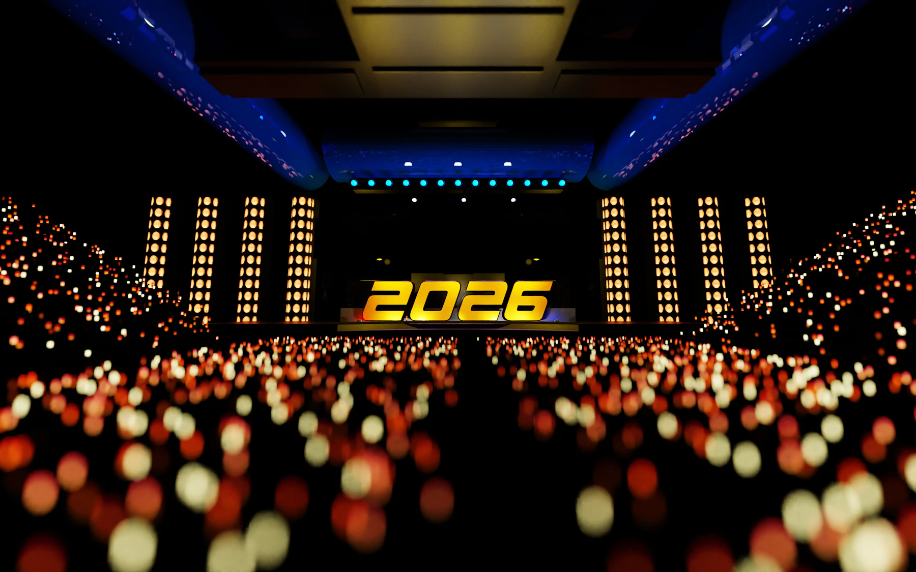 2026 event stage with dramatic lighting