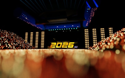 The year 2026 displayed on a stage
