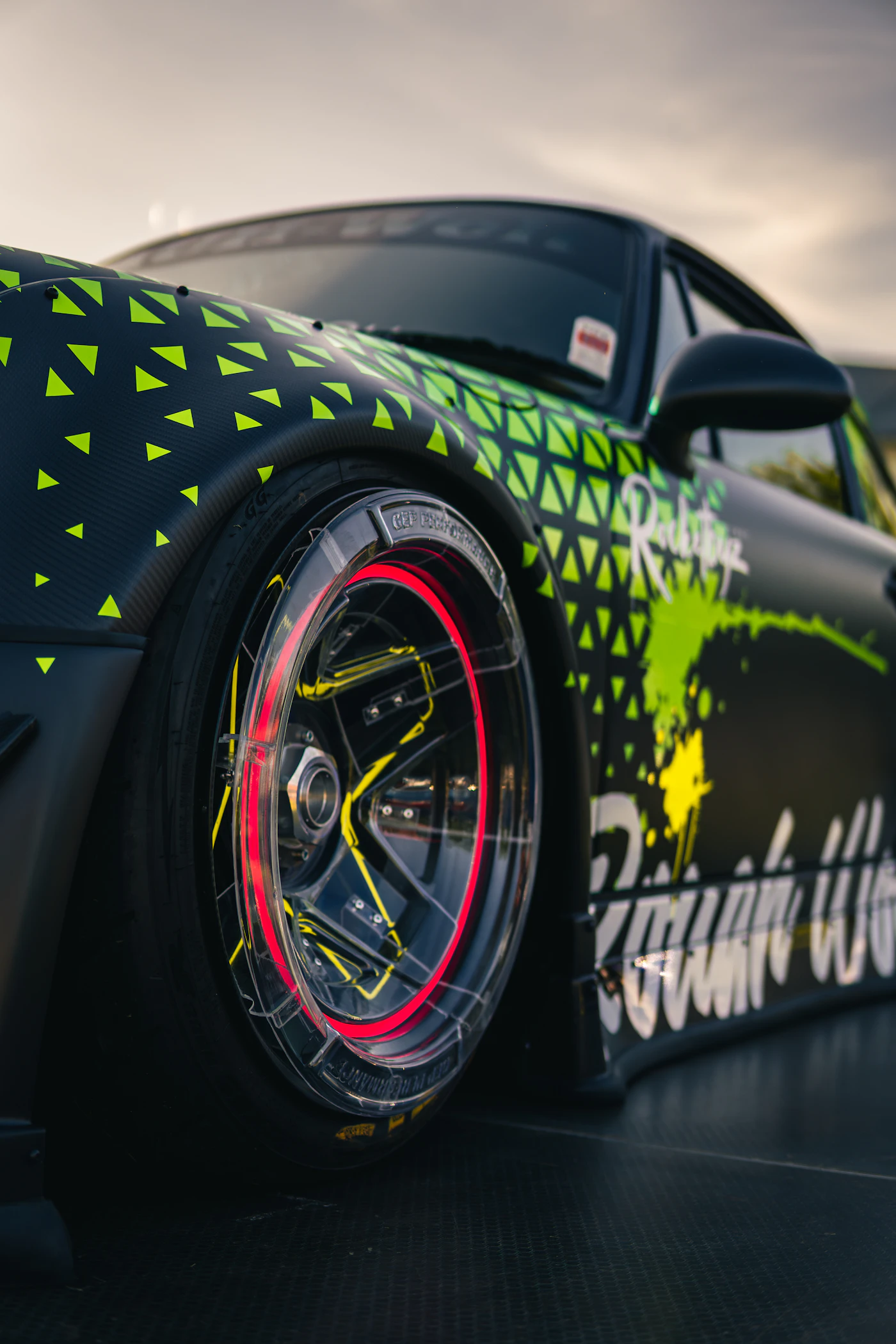 Custom wheel with neon accents