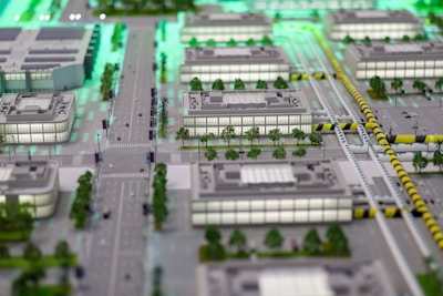 Architectural model of a modern city district