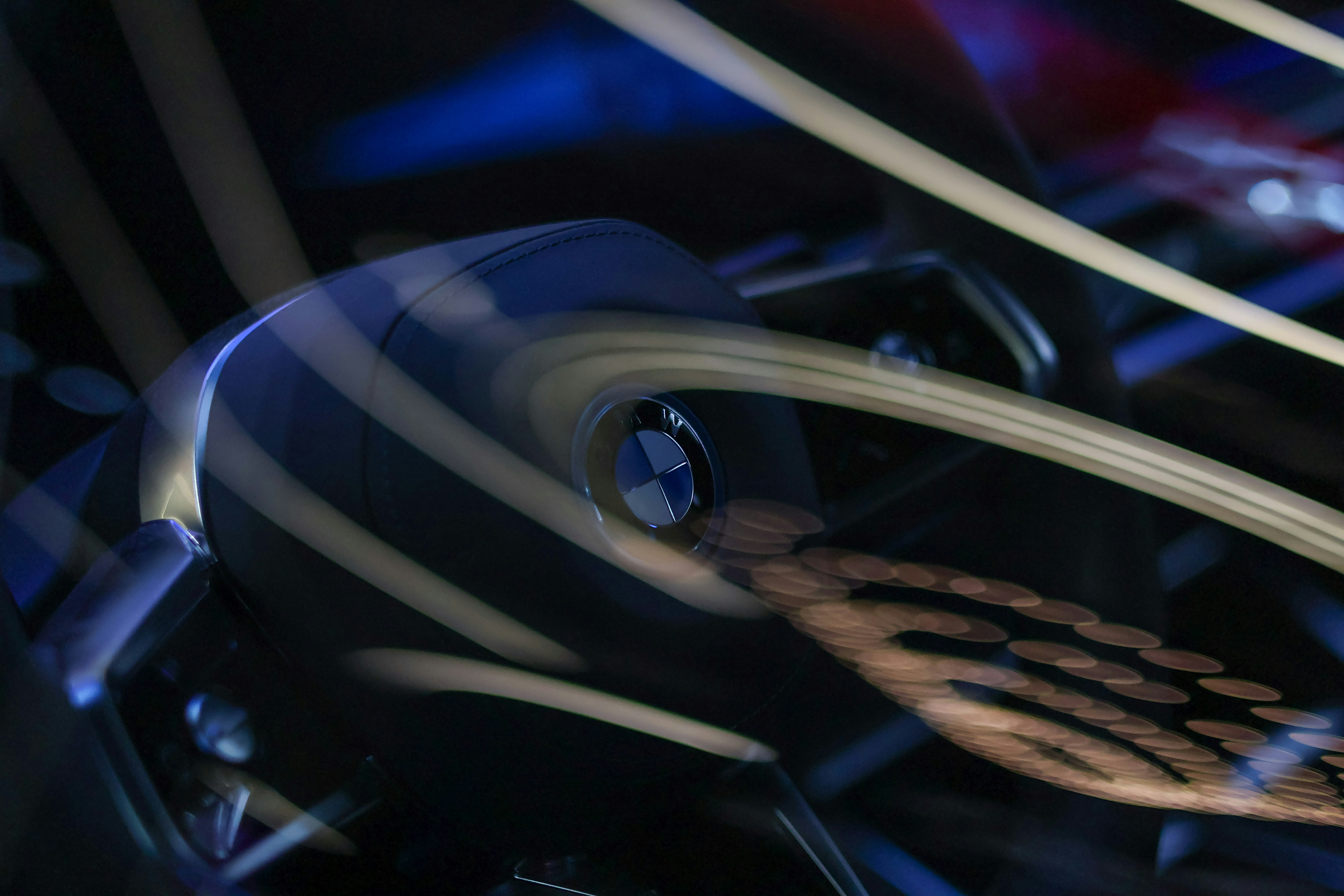 BMW steering wheel with artistic light trails