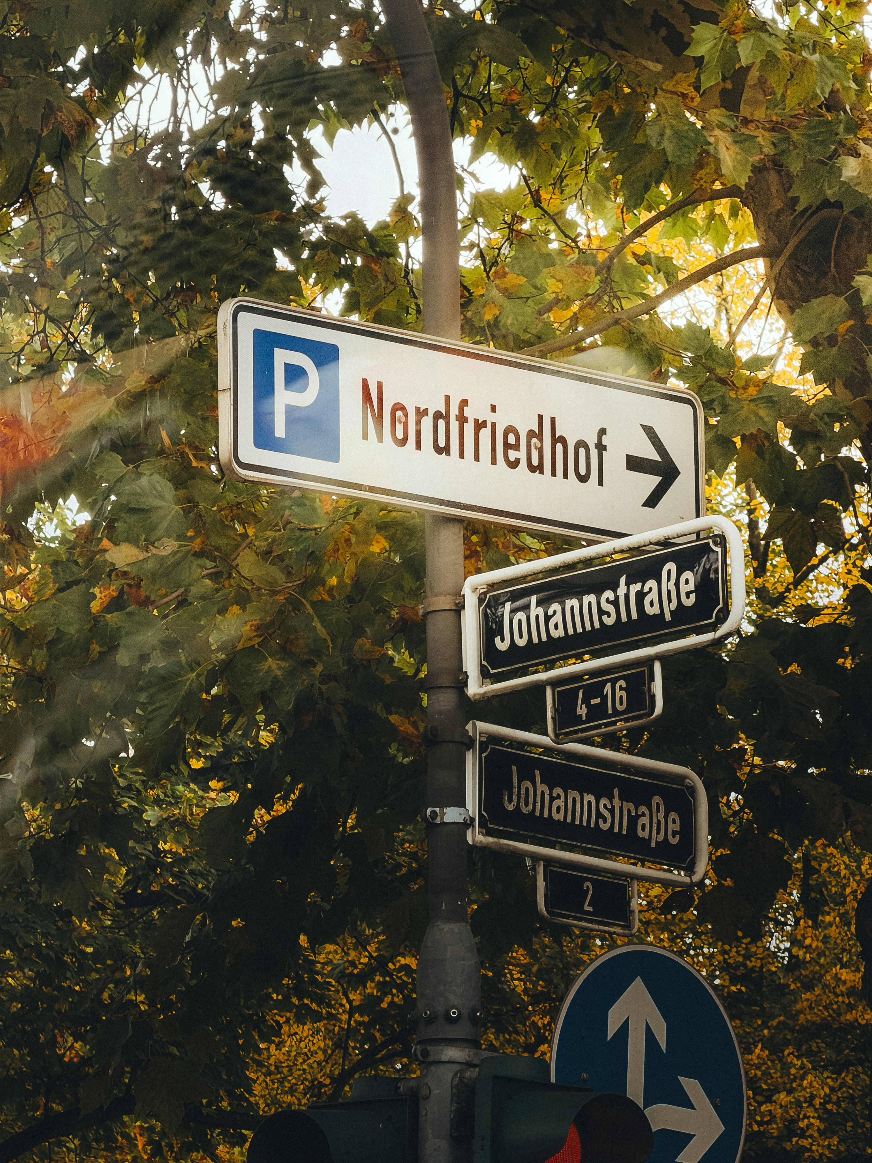 Street signs for nordfriedhof and johannstrasse.
