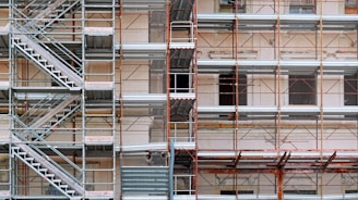 Building under construction with scaffolding